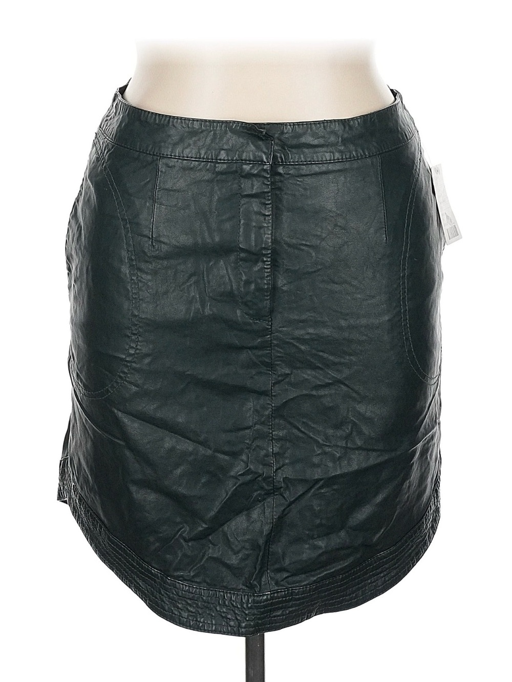 Anthropologie Dark Green Leather Mini Skirt